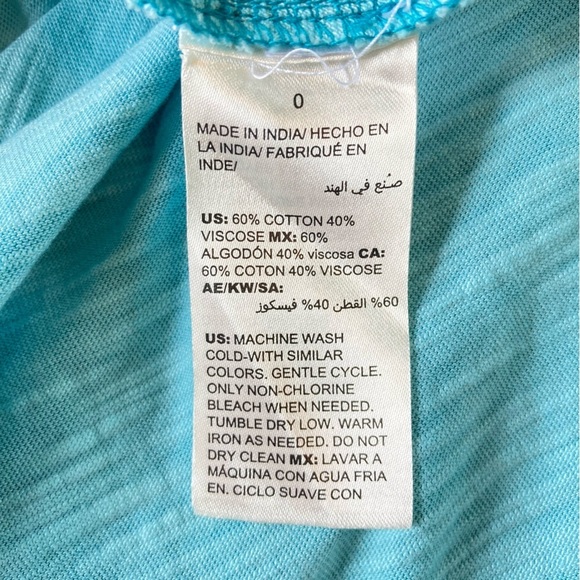 Chico’s Maxi Slub Pocket T-shirt Dress Pigment Dye Blue/Teal (Size 0/XS) - Picture 12 of 14